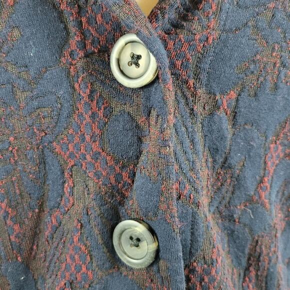 Cut Loose Knit Jacket Blazer Jacquard Lightweight Size M - Picture 5 of 8